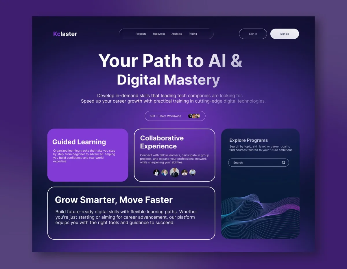 AI learning platform UI designed by an Aizenmarq student